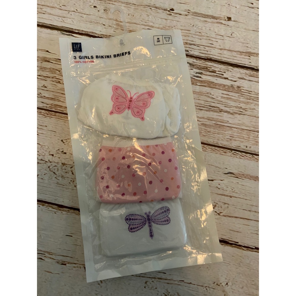 Gap Kids Girls 3 Pack Bikini Briefs Cotton Butterfly Polka Dot Size M 8 NIP